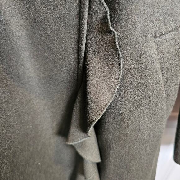 Women's Large Guess Red Wool Blend Long Trench Pea Coat Double-Breasted Military - Picture 11 of 12